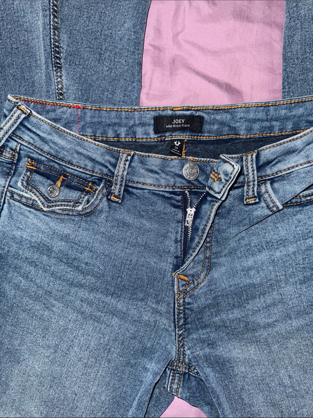 True Religion Joey Mid-Rise Flare Jeans in Light Blue Wash